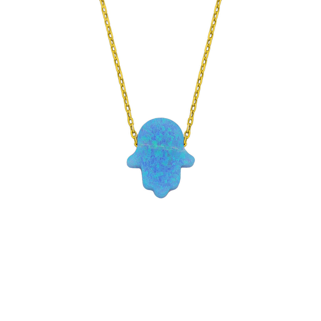 FATIMAS HAND OPAL KETTE aus 925 Silber - Eleganter Halskette - AURIME