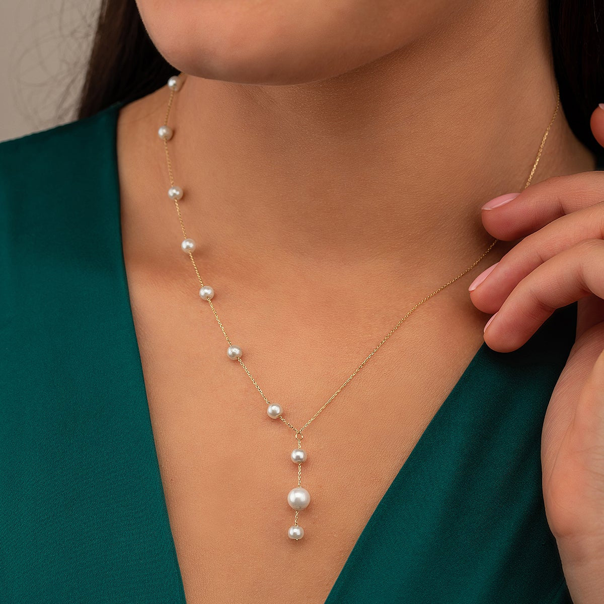 EINFACHE PERLENKETTE HALSKETTE | 14K GOLD