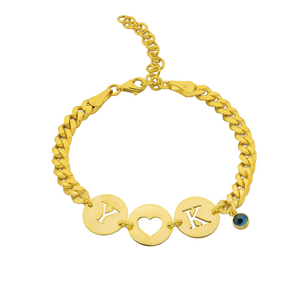 GOURMET ARMBAND MIT INITIALEN UND NAZAR aus 925 Silber - Eleganter Armband - AURIME