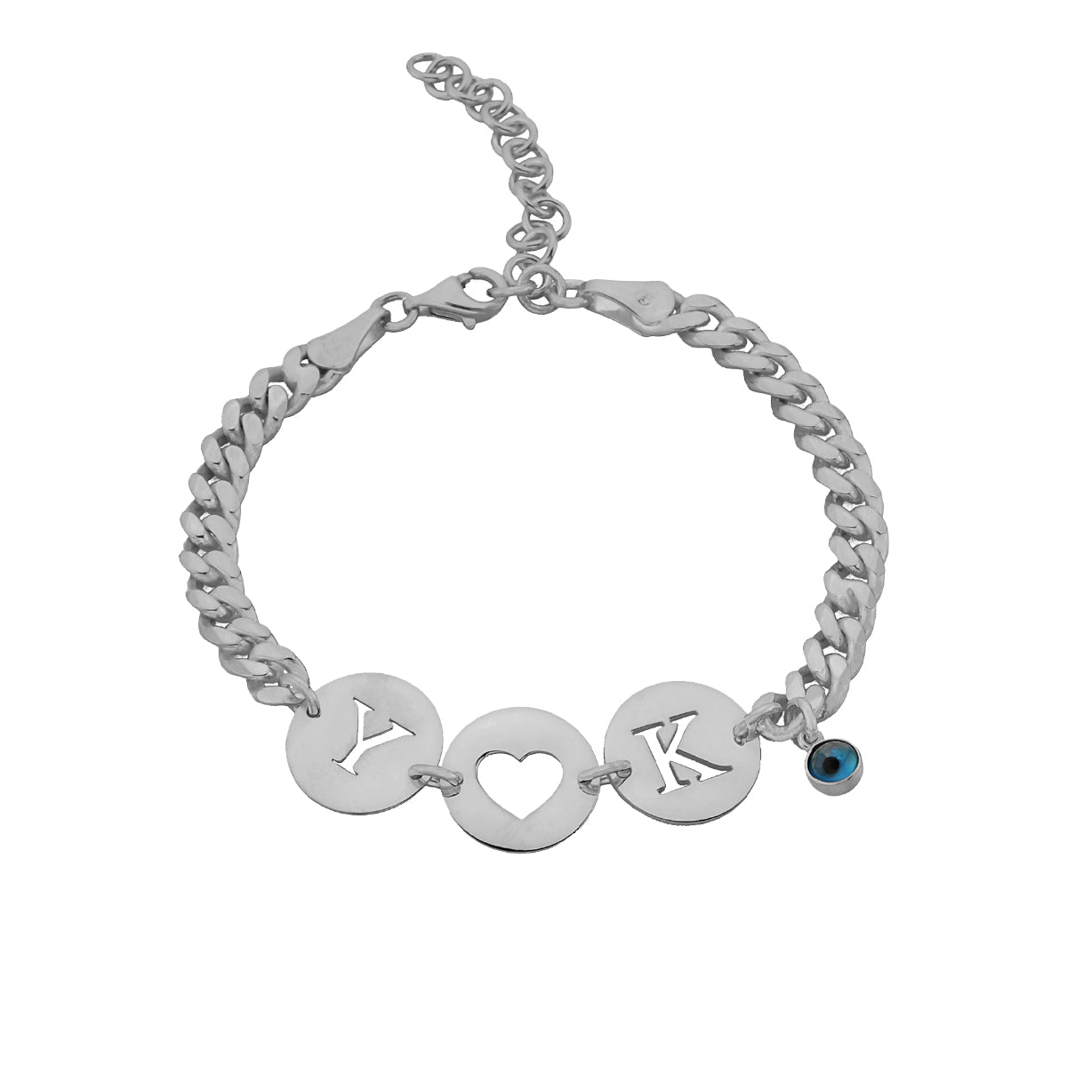 GOURMET ARMBAND MIT INITIALEN UND NAZAR aus 925 Silber - Eleganter Armband - AURIME