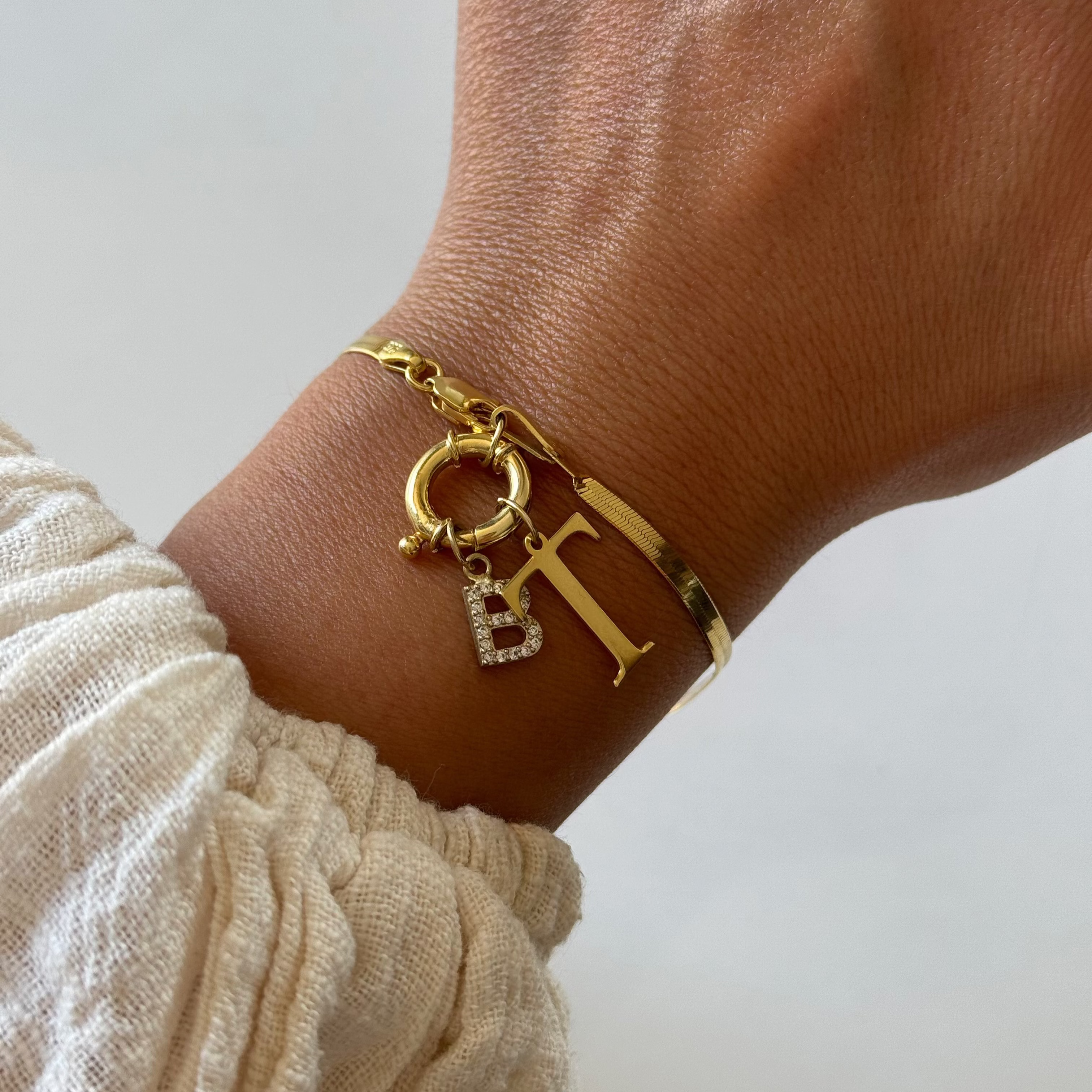 SNAKE DUO BUCHSTABEN ARMBAND aus 925 Silber - Eleganter Armband - AURIME