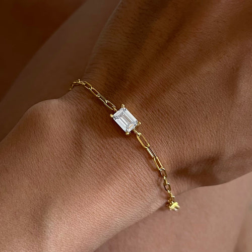 Silberarmband BAGUETTE ARMKETTE II aus 925er Silber von AURIME, glänzendes Design mit rechteckigen Baguette-Steinen.