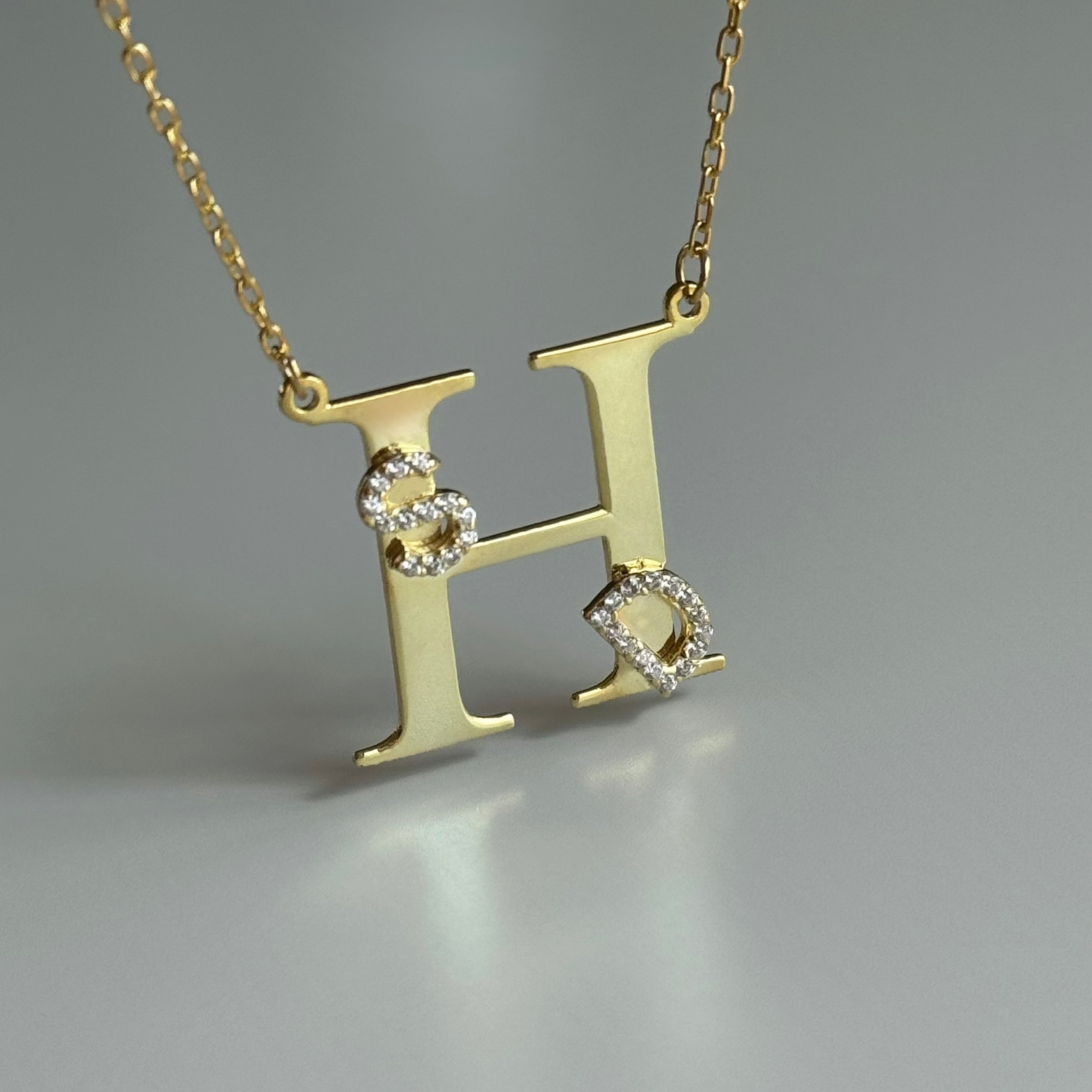 BIG BUCHSTABEN HALSKETTE MIT INITIALEN aus 925 Silber - Eleganter Halskette - AURIME