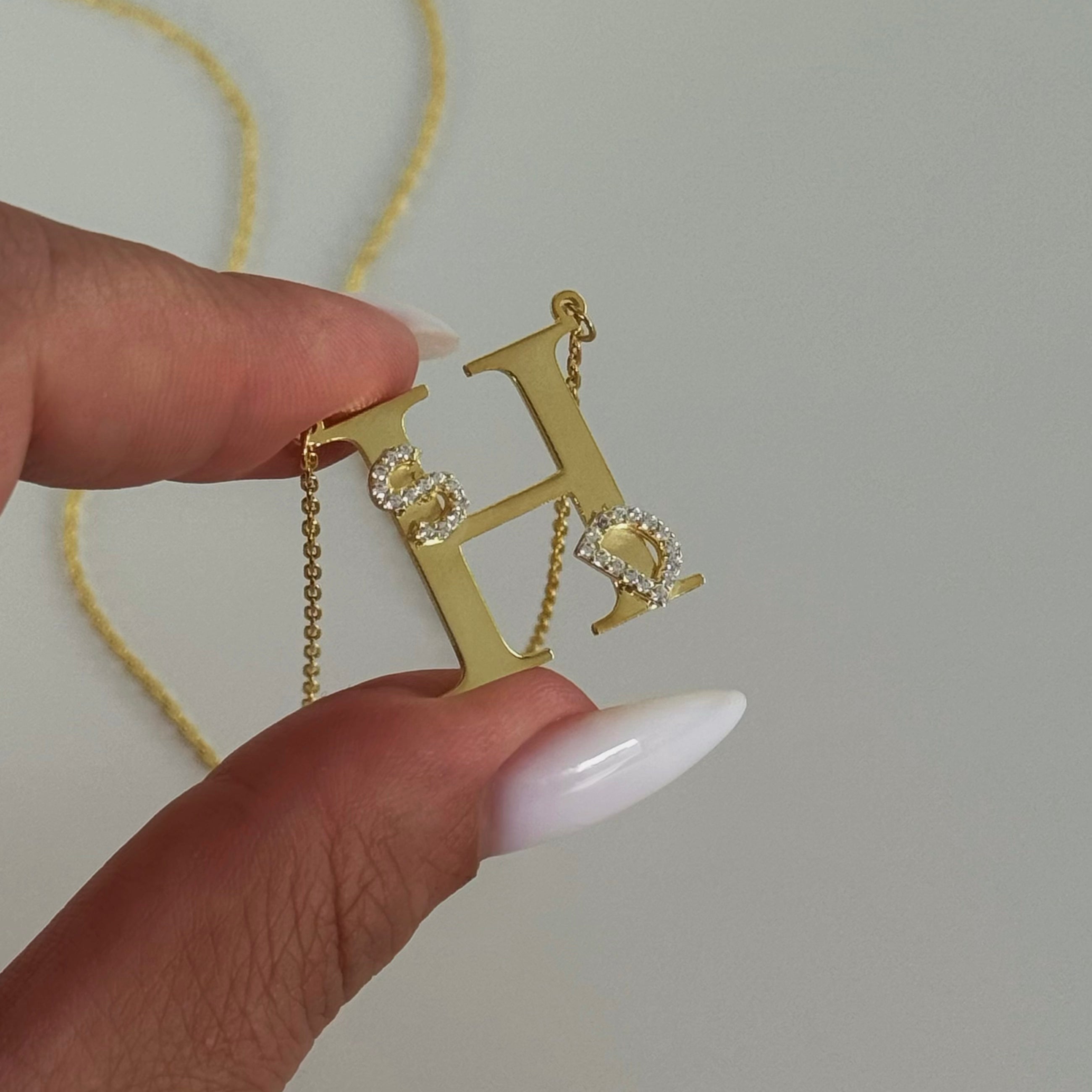 BIG BUCHSTABEN HALSKETTE MIT INITIALEN aus 925 Silber - Eleganter Halskette - AURIME