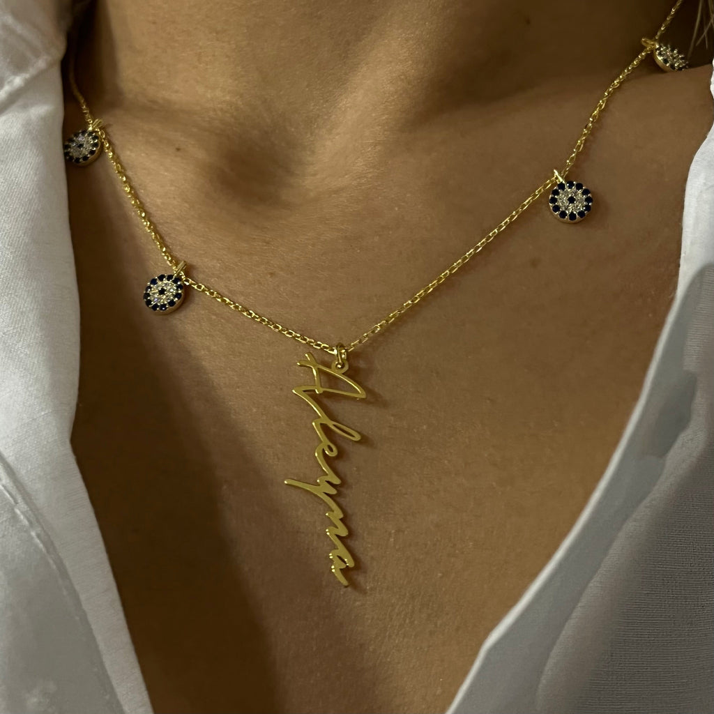 NAZAR X SIGNATUR KETTE aus 925 Silber - Eleganter Halskette - AURIME