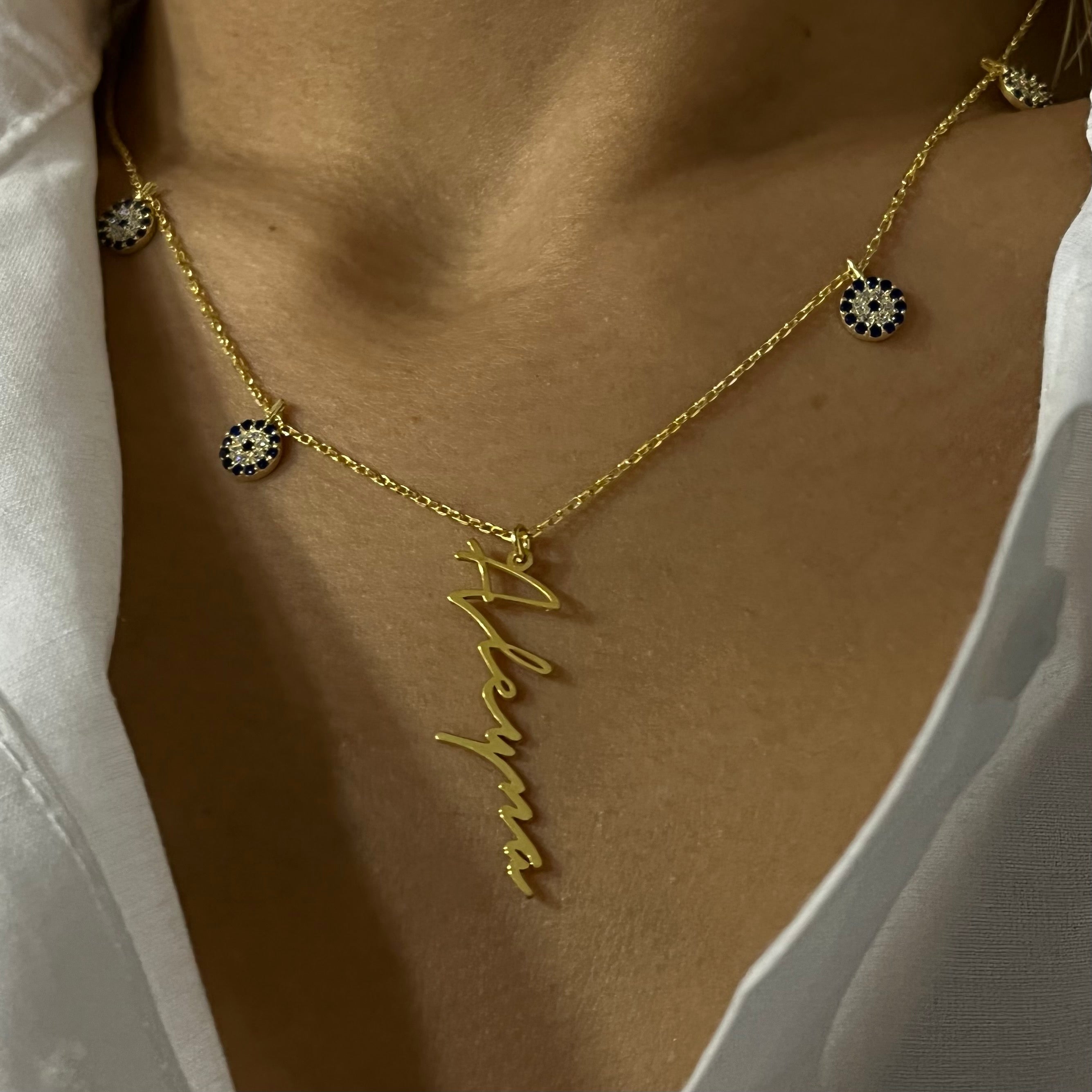 NAZAR X SIGNATUR KETTE aus 925 Silber - Eleganter Halskette - AURIME