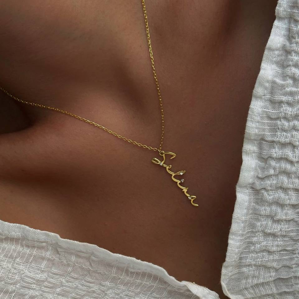 MINI STEIN SIGNATUR NAMENSKETTE aus 925 Silber - Eleganter Halskette - AURIME