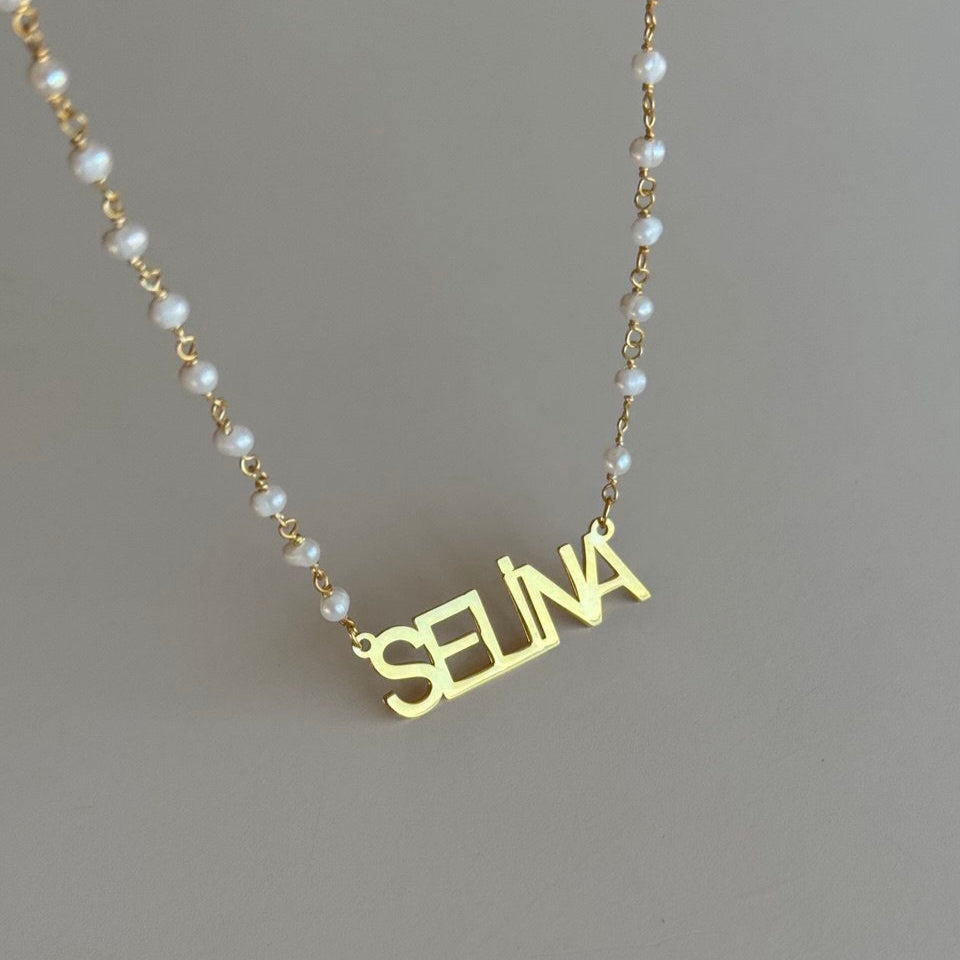 PEARL NAMENSKETTE aus 925 Silber - Eleganter Halskette - AURIME