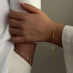 SLIM SNAKE SKIN BUCHSTABEN PARTNERARMBAND  | 925 SILBER