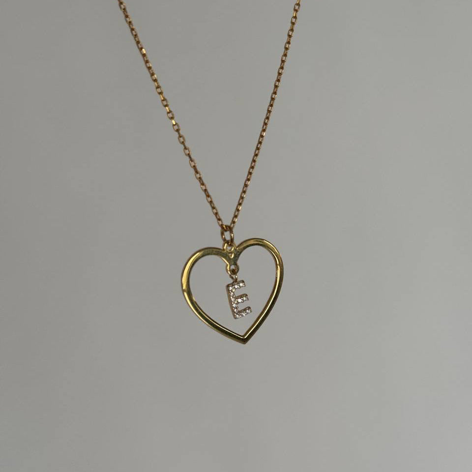 BASIC HERZ BUCHSTABENKETTE MIT ZIRKONSTEIN | 925 SILBER