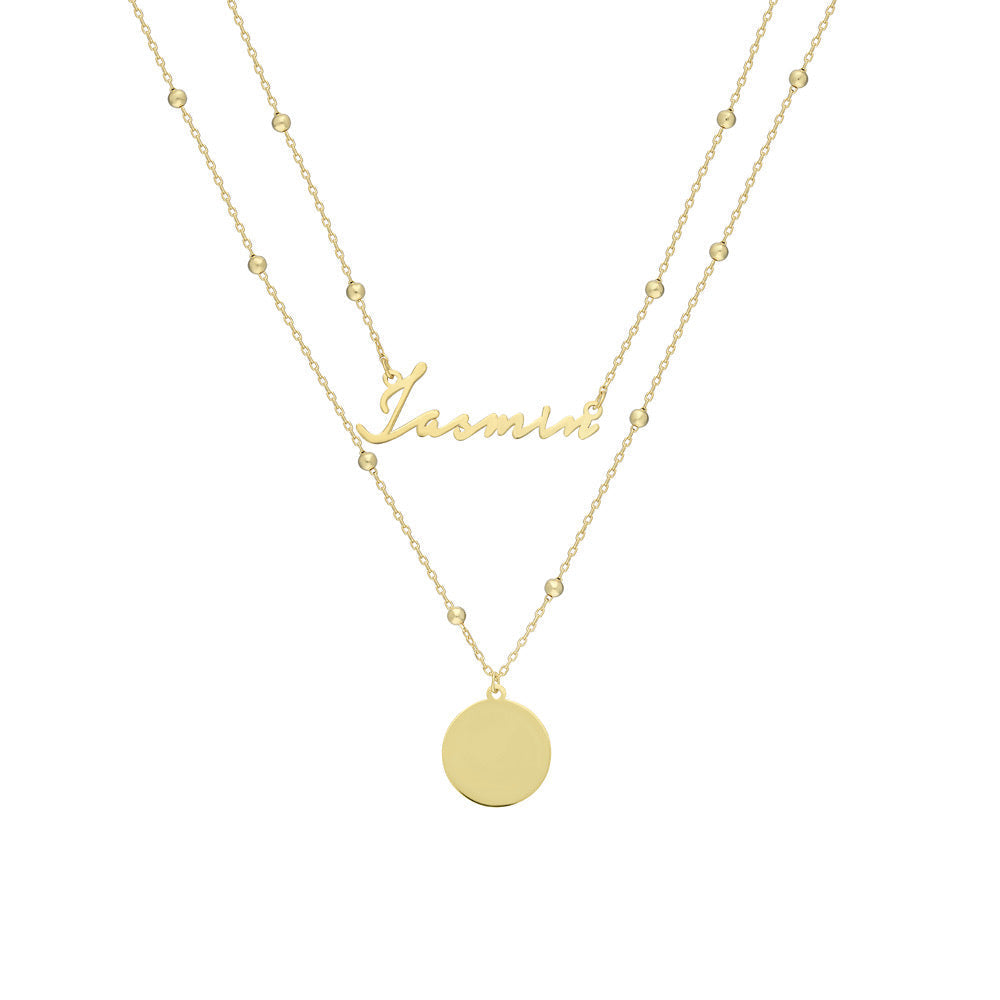 VINTAGE NAMENSKETTE MIT PLÄTTCHEN aus 925 Silber - Eleganter Halskette - AURIME