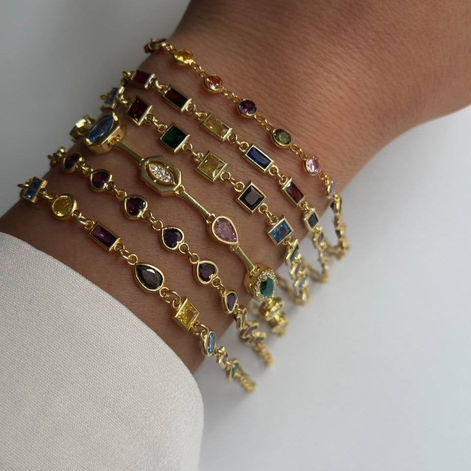 ASYMMETRISCHES FARBIGES ARMBAND | 925 SILBER