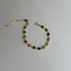 QUADRATISCHER STEIN BUNTES ARMBAND aus 925 Silber - Eleganter Armband - AURIME