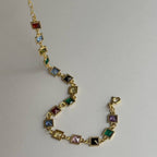 QUADRATISCHER STEIN BUNTES ARMBAND aus 925 Silber - Eleganter Armband - AURIME