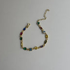 ASYMMETRISCHES FARBIGES ARMBAND aus 925 Silber - Eleganter Armband - AURIME