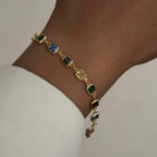 QUADRATISCHER STEIN BUNTES ARMBAND aus 925 Silber - Eleganter Armband - AURIME