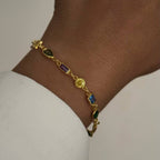 ASYMMETRISCHES FARBIGES ARMBAND aus 925 Silber - Eleganter Armband - AURIME