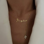 NAMENSKETTE MIT HÄNGEND STERNZEICHEN aus 925 Silber - Eleganter Halskette - AURIME