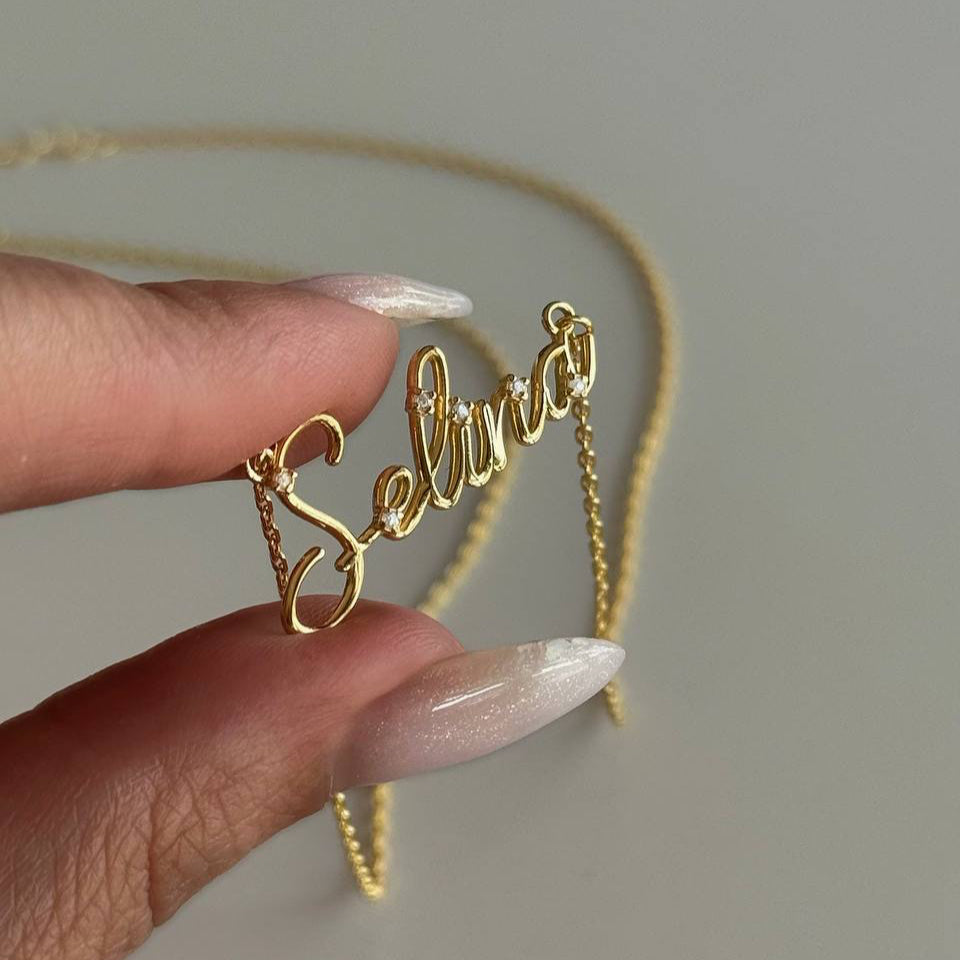 MINI STEIN NAMENSKETTE aus 925 Silber - Eleganter Halskette - AURIME