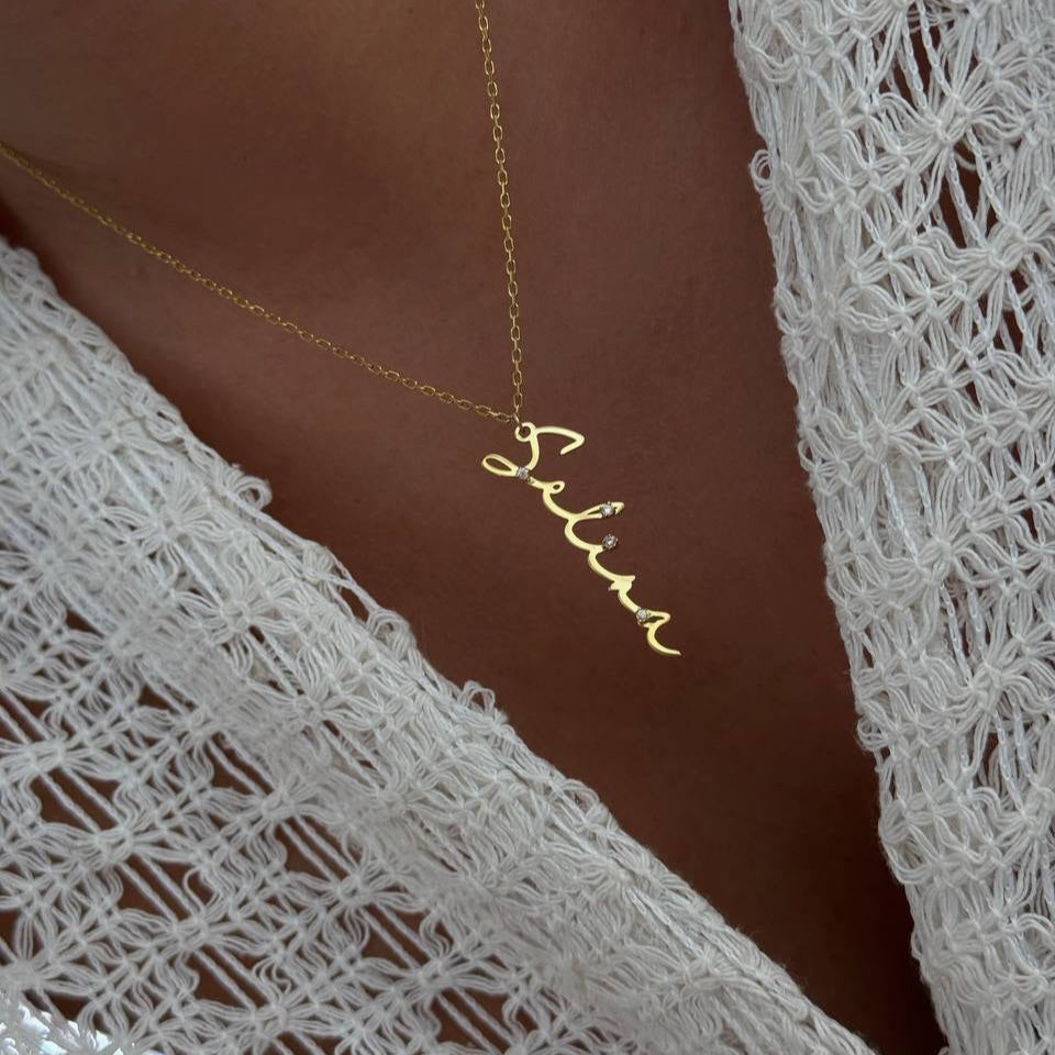 MINI STEIN SIGNATUR NAMENSKETTE aus 925 Silber - Eleganter Halskette - AURIME