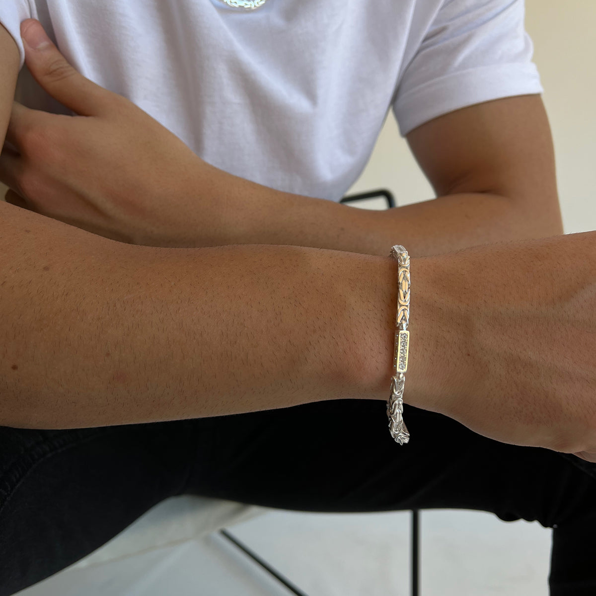 KÖNIGS ARMBAND MIT STRASSTEIN aus 925 Silber - Eleganter Armband - AURIME