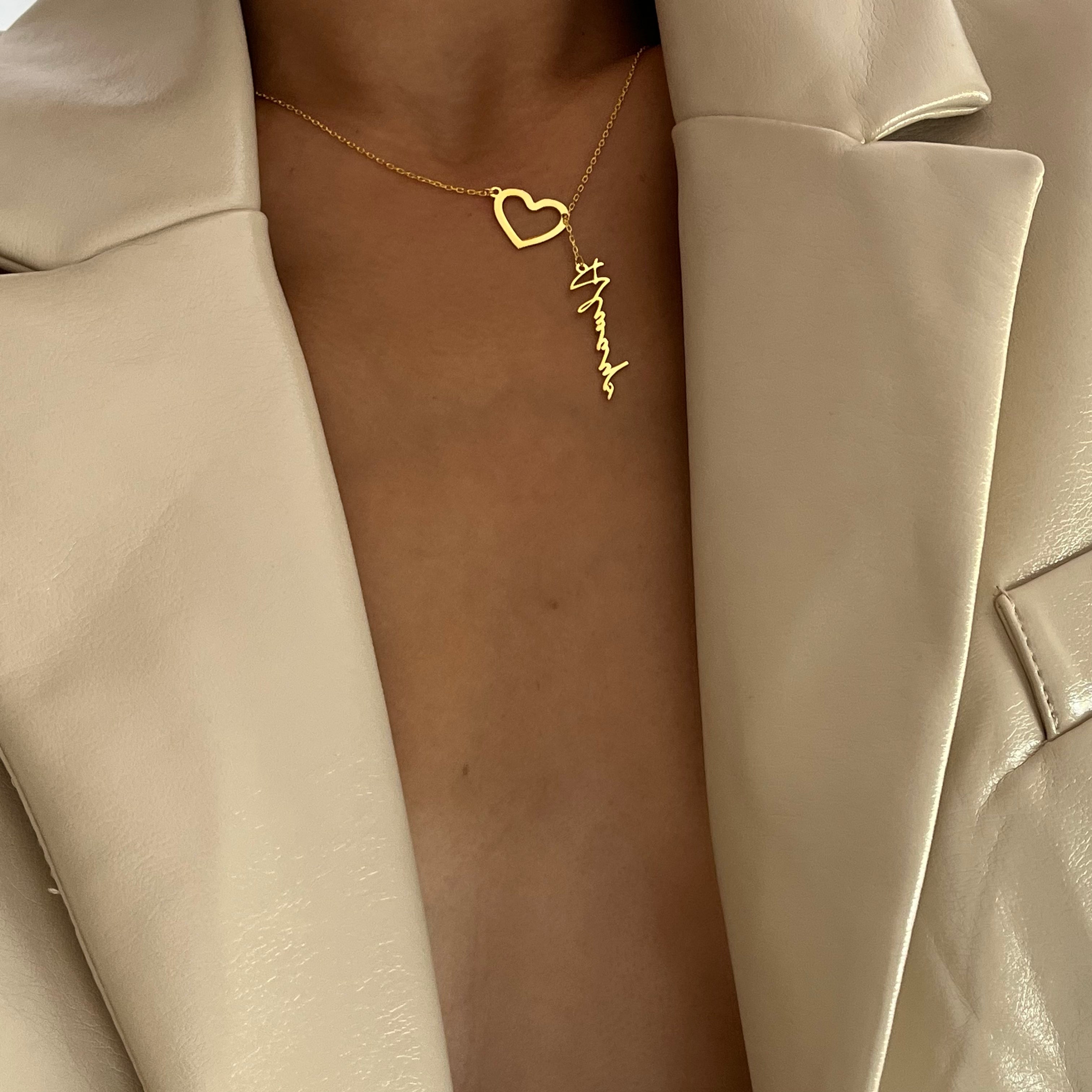 FREISTEHENDE HERZ NAMENSKETTE aus 925 Silber - Eleganter Halskette - AURIME