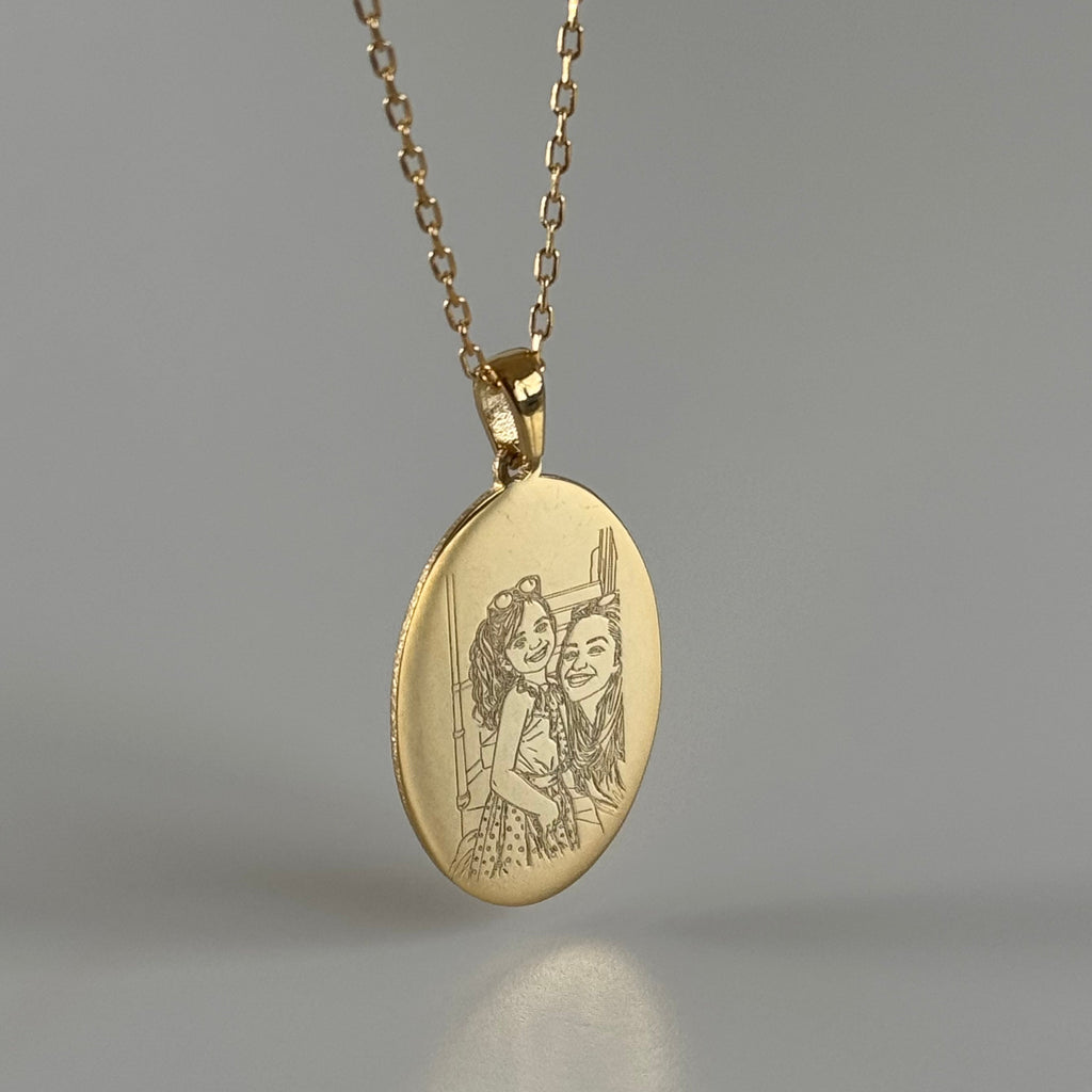 PHOTO GRAVUR OVAL KETTE | 925 SILBER