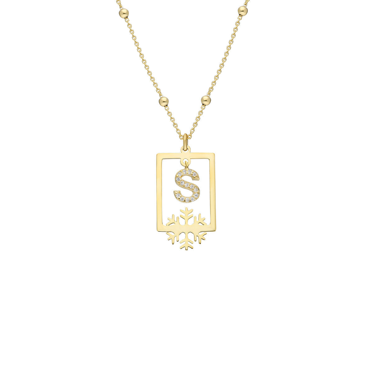 BUCHSTABENKETTE MIT BALL CHAIN aus 925 Silber - Eleganter Halskette - AURIME