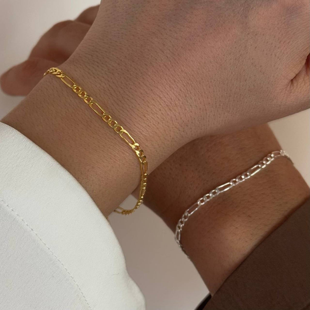 FIGARO BUCHSTABEN PARTNERARMBAND aus 925 Silber - Eleganter Armband - AURIME