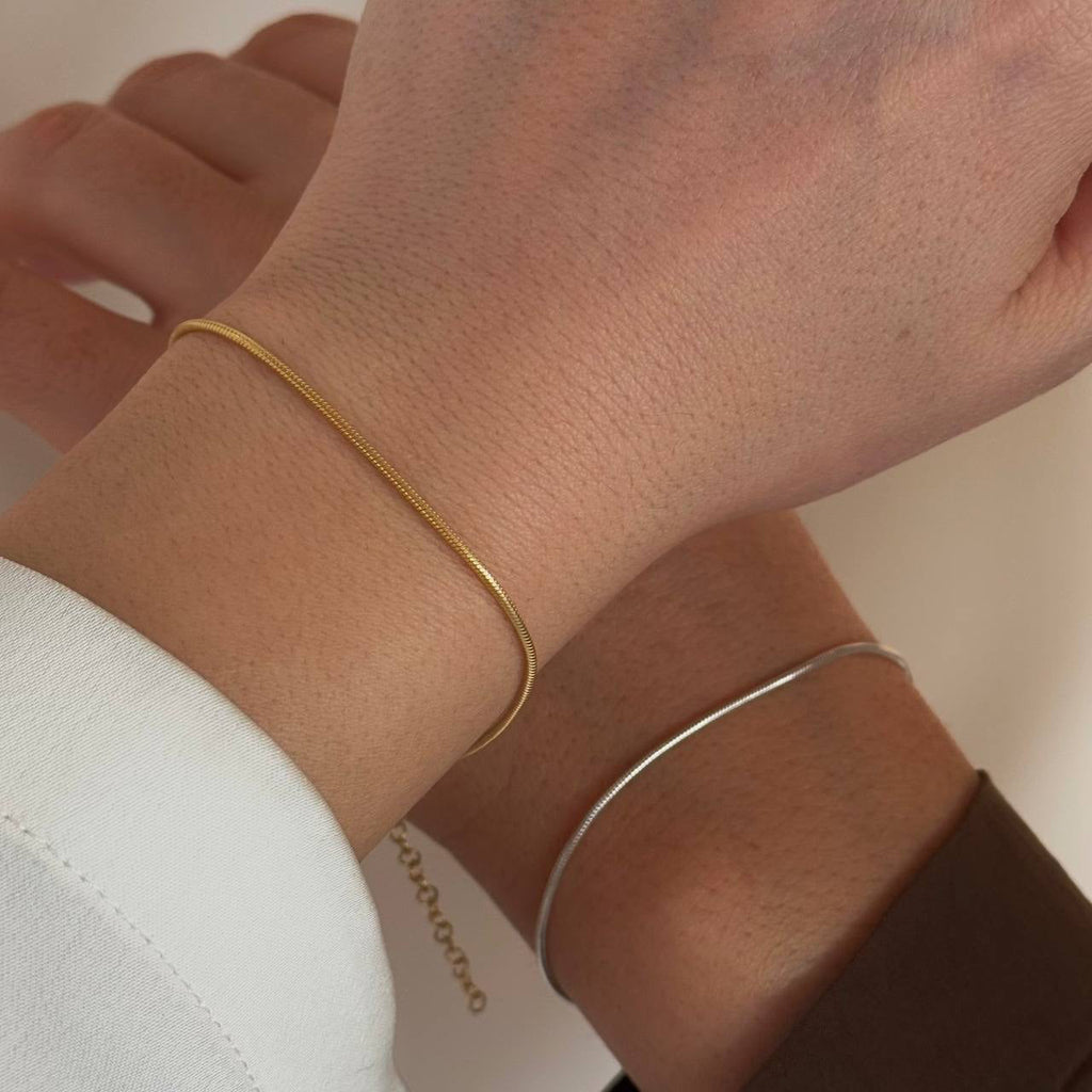 SLIM SNAKE SKIN BUCHSTABEN PARTNERARMBAND  | 925 SILBER