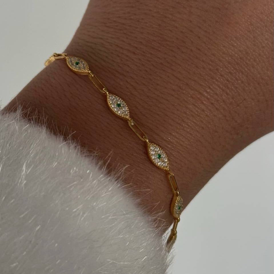 ARMBAND AUS GRÜNEM ZIRKONSTEIN aus 925 Silber - Eleganter Armband - AURIME