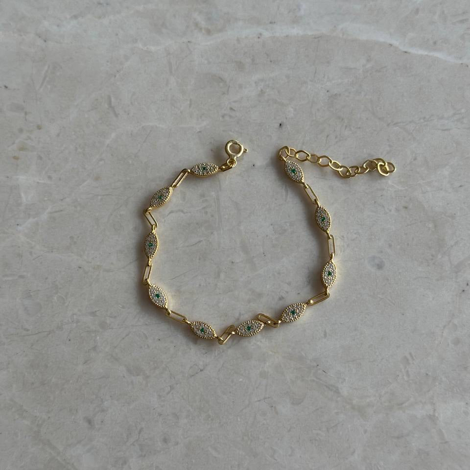 ARMBAND AUS GRÜNEM ZIRKONSTEIN aus 925 Silber - Eleganter Armband - AURIME