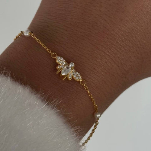 BIENENARMBAND MIT PERLENSTEIN | 925 SILBER