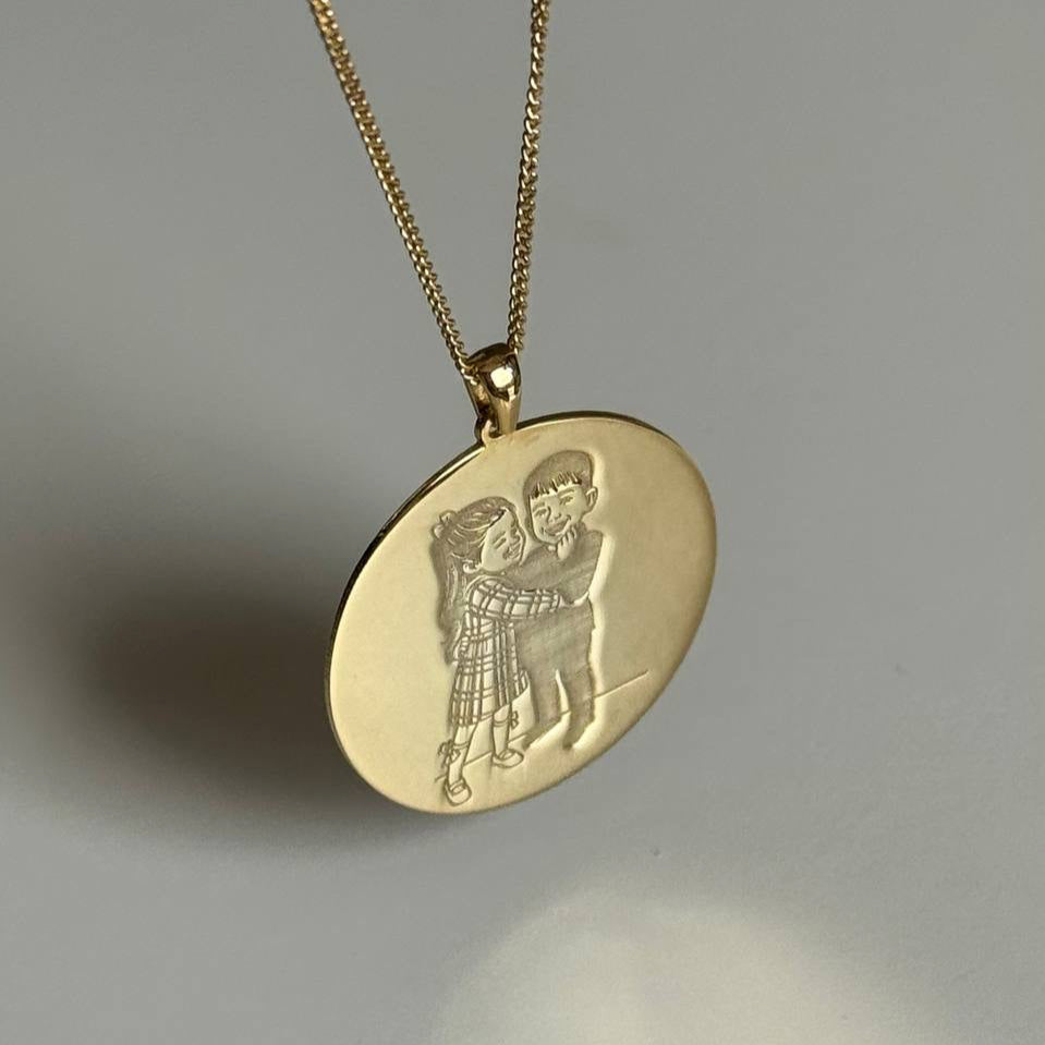 PHOTO GRAVUR KETTE aus 925 Silber - Eleganter Halskette - AURIME
