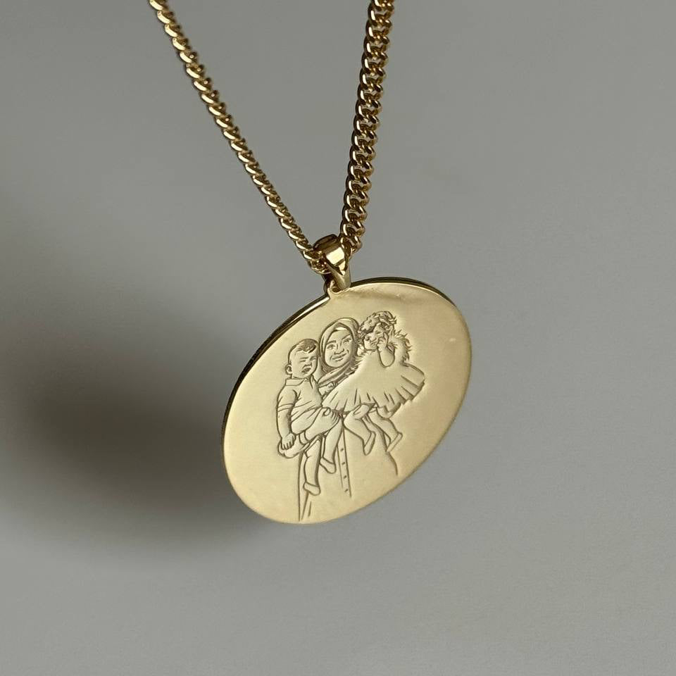 PHOTO GRAVUR KETTE aus 925 Silber - Eleganter Halskette - AURIME