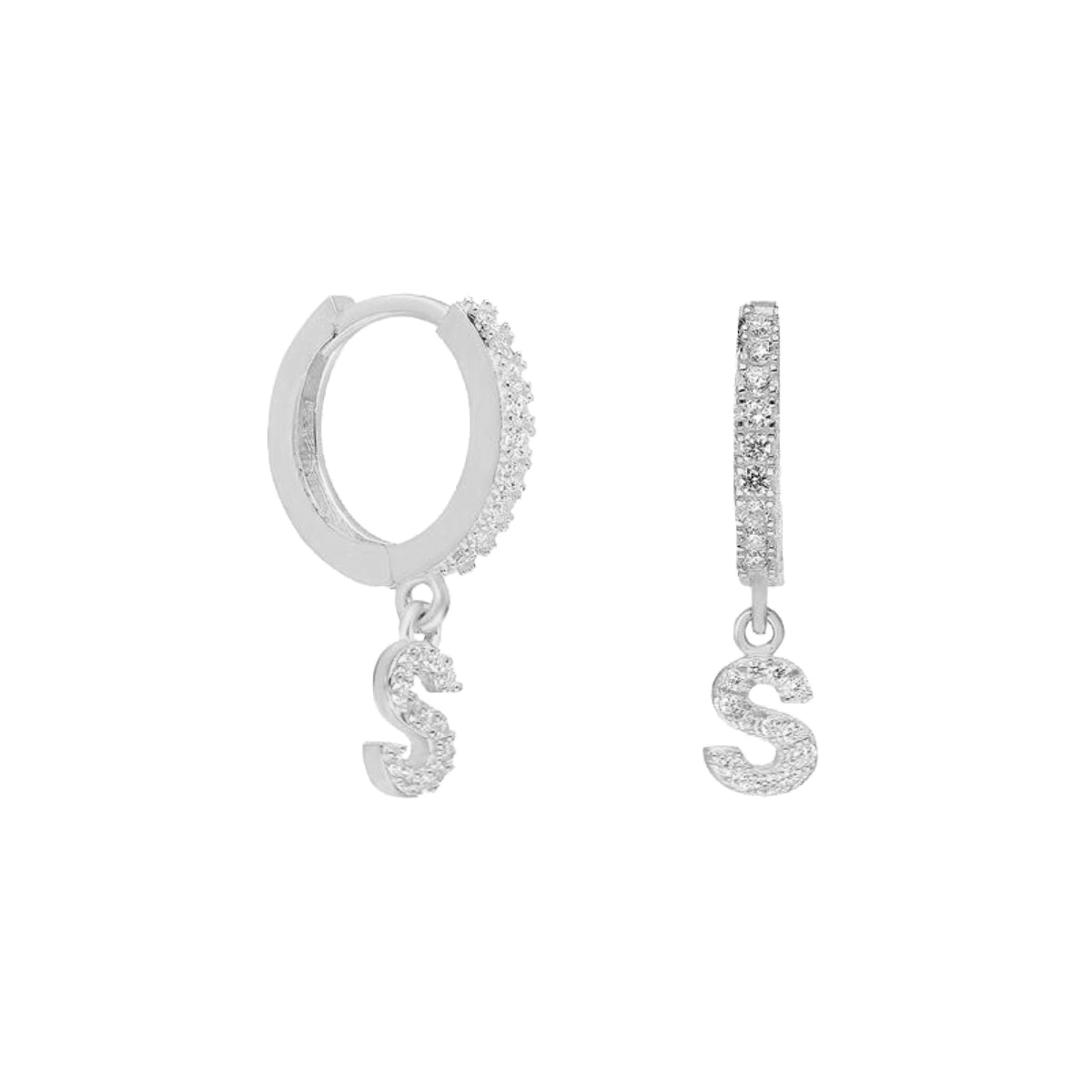 INITIAL ZIRKONIA BUCHSTABEN OHRRING aus 925 Silber - Eleganter Ohrringe - AURIME