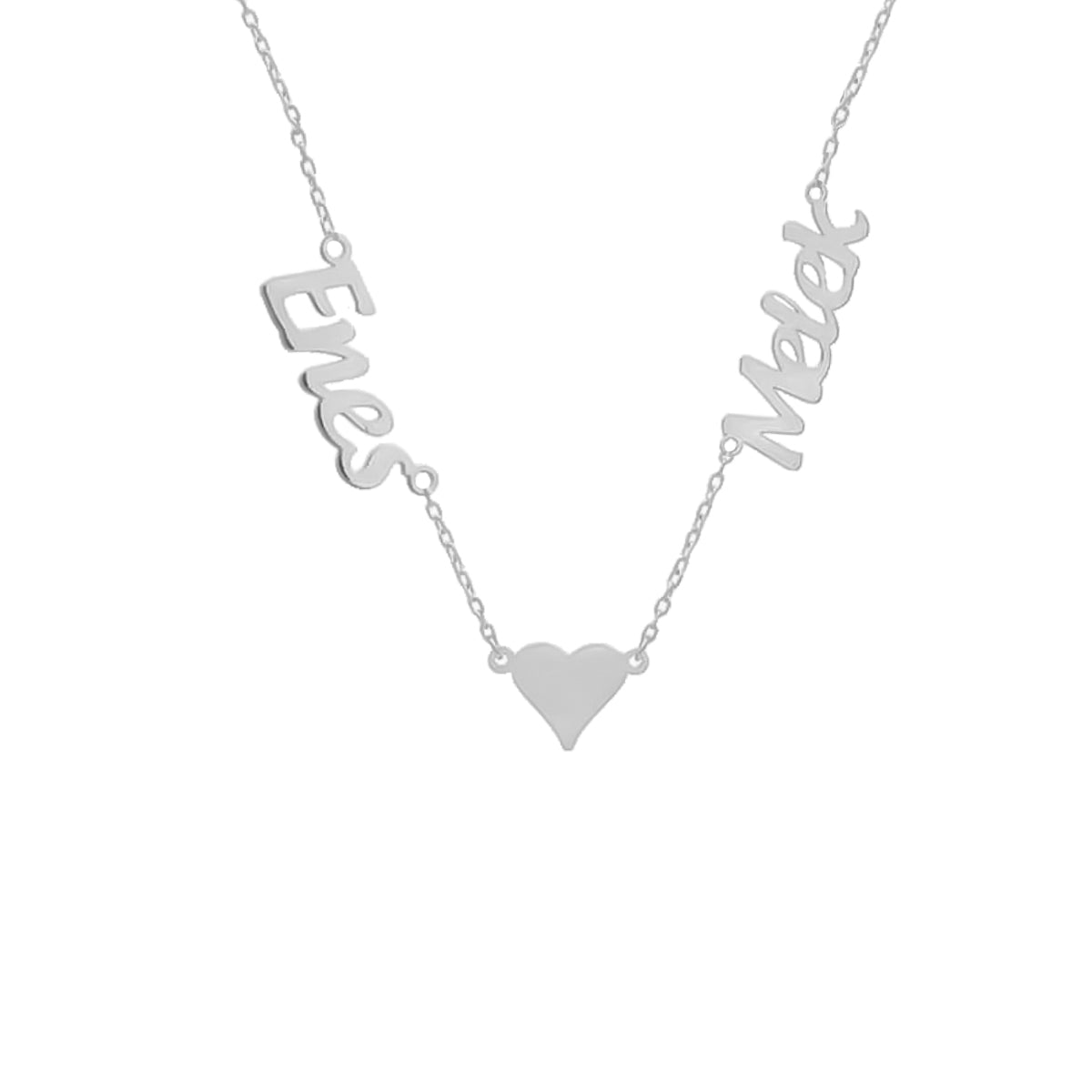 NAMENSKETTE MIT 2 WUNSCHNAMEN + HERZ aus 925 Silber - Eleganter Halskette - AURIME
