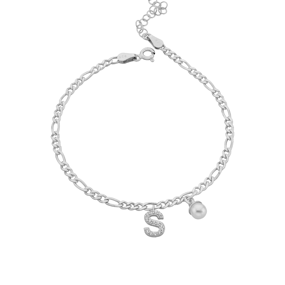 PEARL BUCHSTABEN ARMKETTE aus 925 Silber - Eleganter Halskette - AURIME