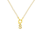 PEARL CHAIN ZIRKONIA BUCHSTABEN HALSKETTE aus 925 Silber - Eleganter Halskette - AURIME