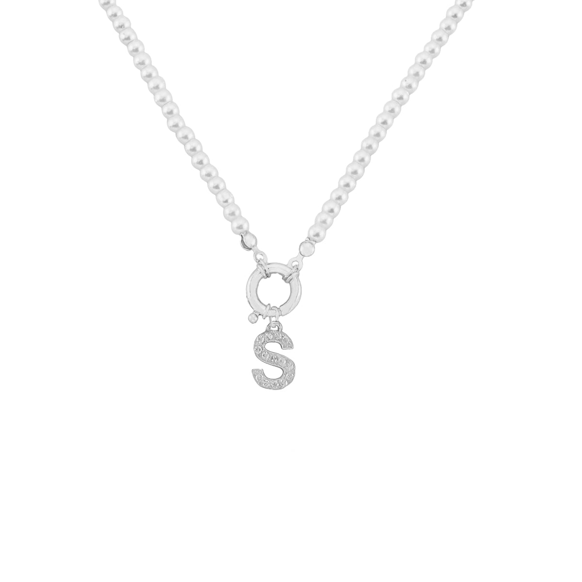 PEARL CHAIN ZIRKONIA BUCHSTABEN HALSKETTE aus 925 Silber - Eleganter Halskette - AURIME