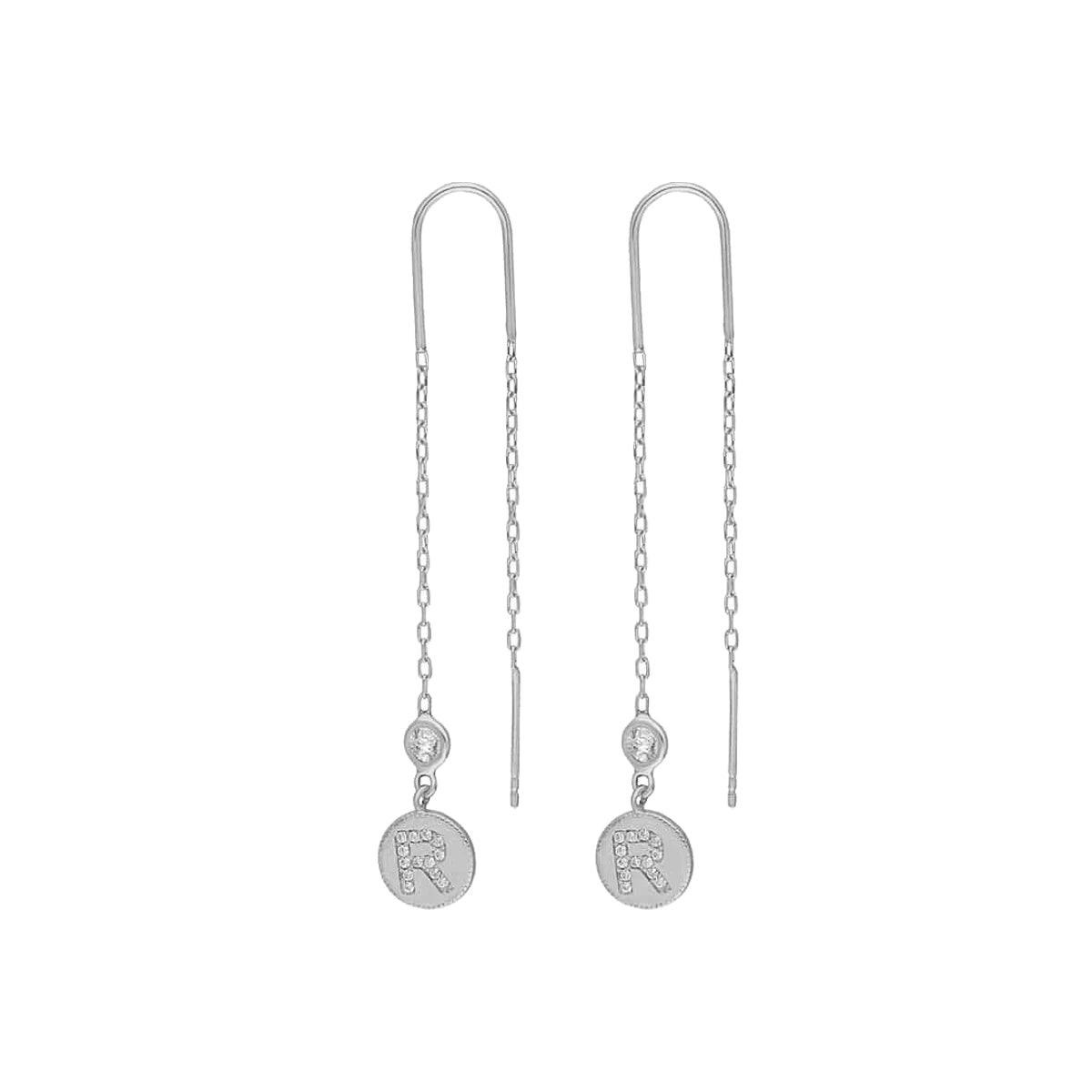 PLÄTTCHEN ZIRKONIA BUCHSTABEN OHRRING HÄNGEND aus 925 Silber - Eleganter Ohrringe - AURIME