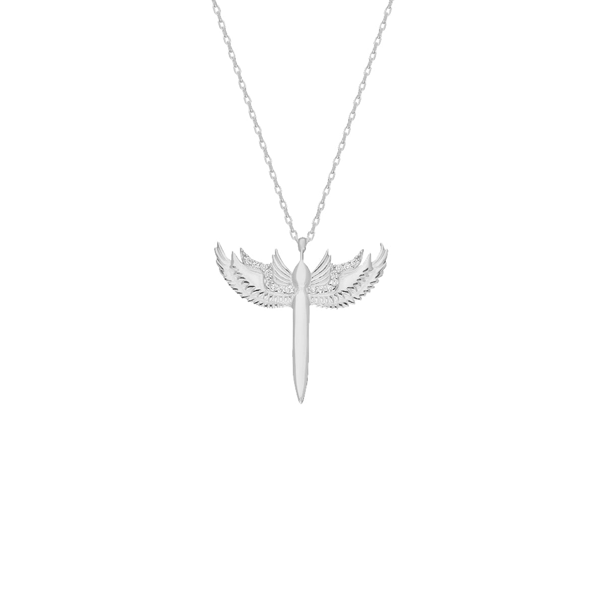 SCHUTZENGELS KETTE WHITE STONE aus 925 Silber - Eleganter Halskette - AURIME