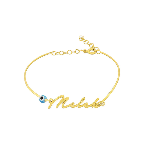SIGNATUR NAMENS ARMREIF MIT NAZAR AUGE aus 925 Silber - Hochwertiger Schmuck - AURIME