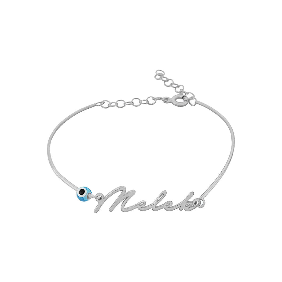 SIGNATUR NAMENS ARMREIF MIT NAZAR AUGE aus 925 Silber - Hochwertiger Schmuck - AURIME