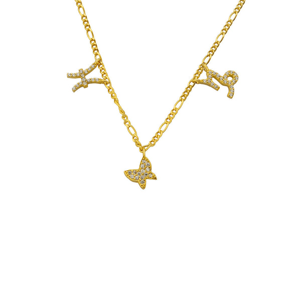 STERNZEICHEN PARTNER KETTE MIT SCHMETTERLING aus 925 Silber - Eleganter Halskette - AURIME