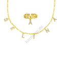 Zirkonia Buchstaben Halsketten-Ring Set (7035118092333)