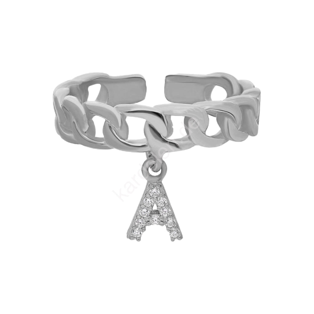 Zirkonia Buchstaben Ring - 925 SILBER aus 925 Silber - Eleganter Ring - AURIME