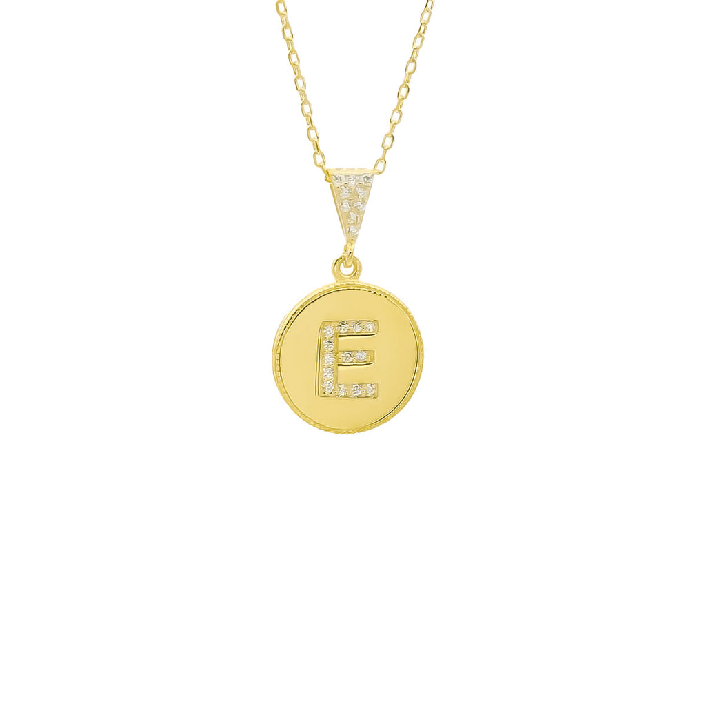 Zirkonia Circle Buchstaben Halskette (7017633054765)