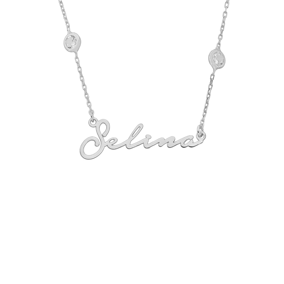 ZIRKONIA STONES SIGNATUR HALSKETTE aus 925 Silber - Eleganter Halskette - AURIME
