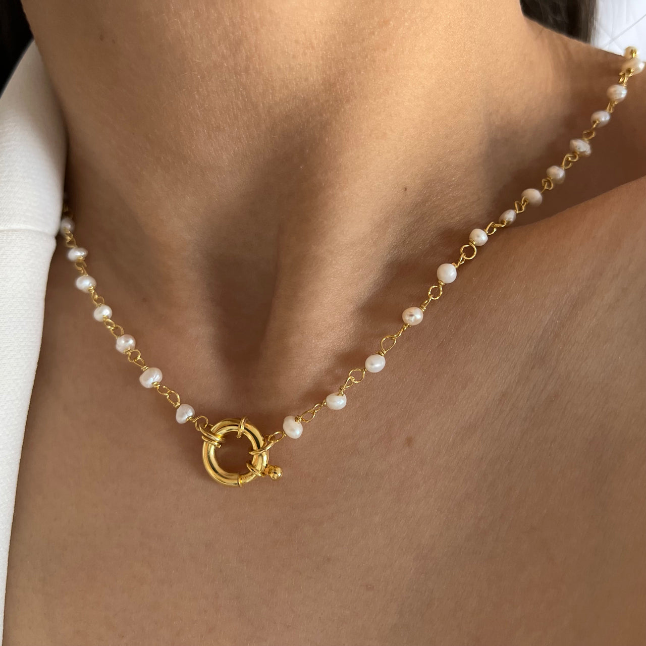 PERLEN CHAIN HALSKETTE aus 925 Silber - Eleganter Halskette - AURIME